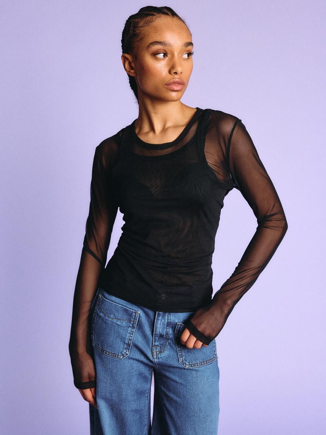 Nmjudith L/S Doublelayer Mesh Top Tnt/14
