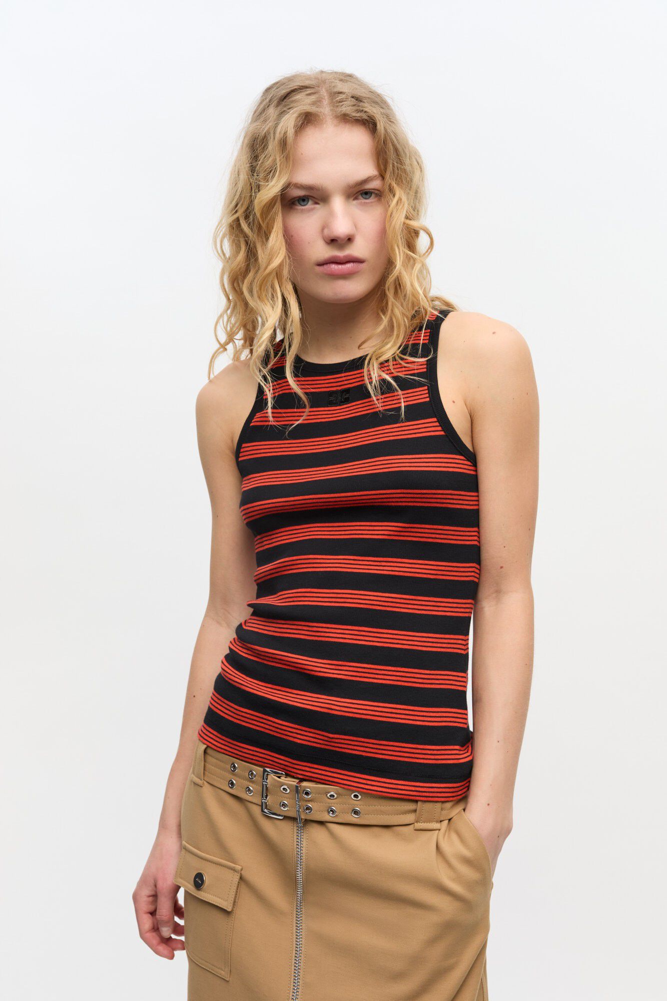 Soft Cotton Rib Striped Tank Top