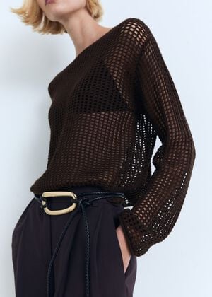 Long-sleeved crochet sweater