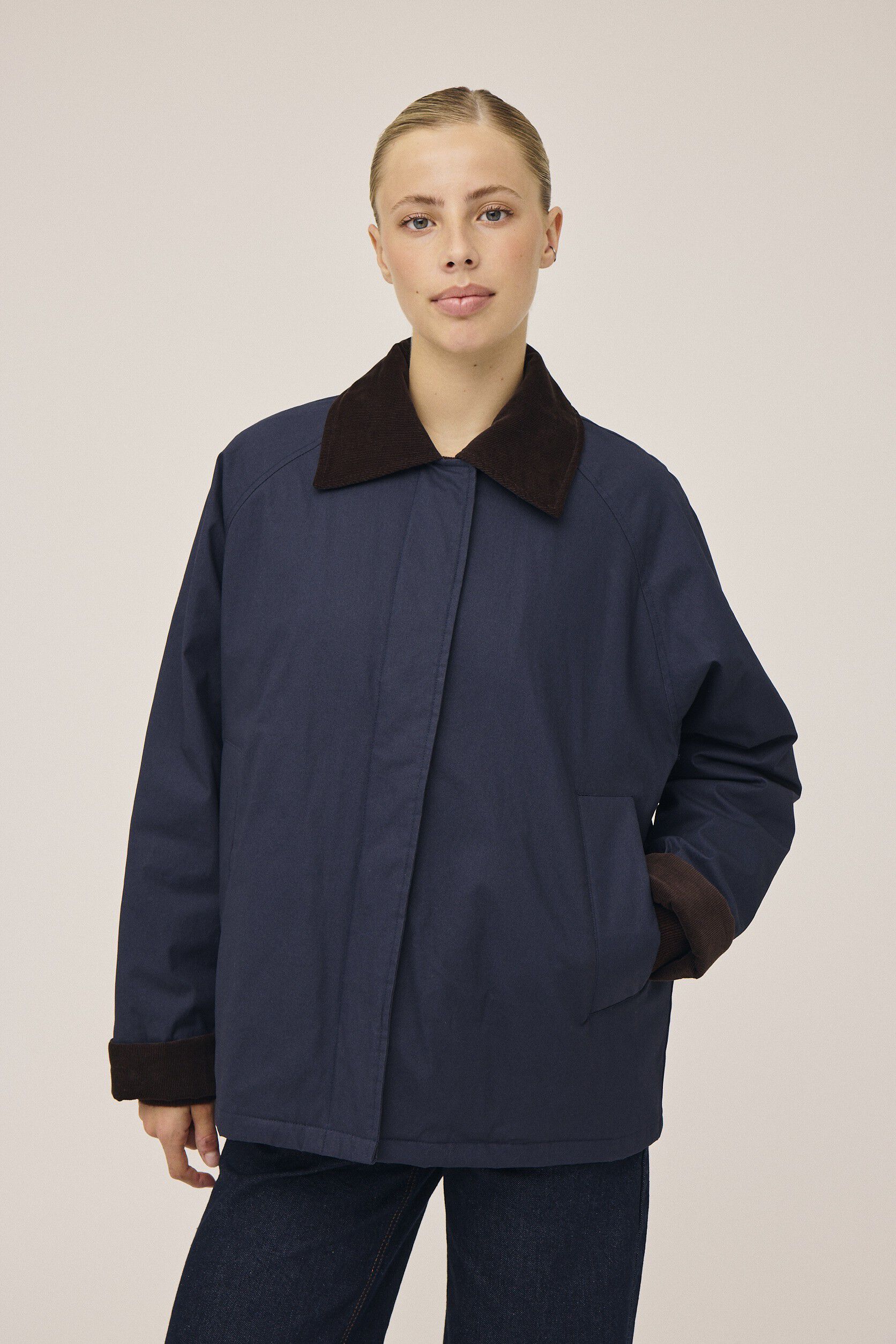 Emmy 4 Check kort jakke med fl&oslash;jl kanter - GRS