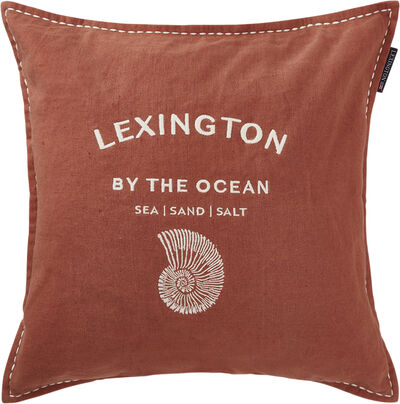 Logo Embroidered Linen/Cotton Pillow Cover