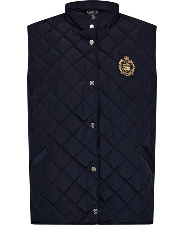Crest-Patch Quilted Mockneck Vest