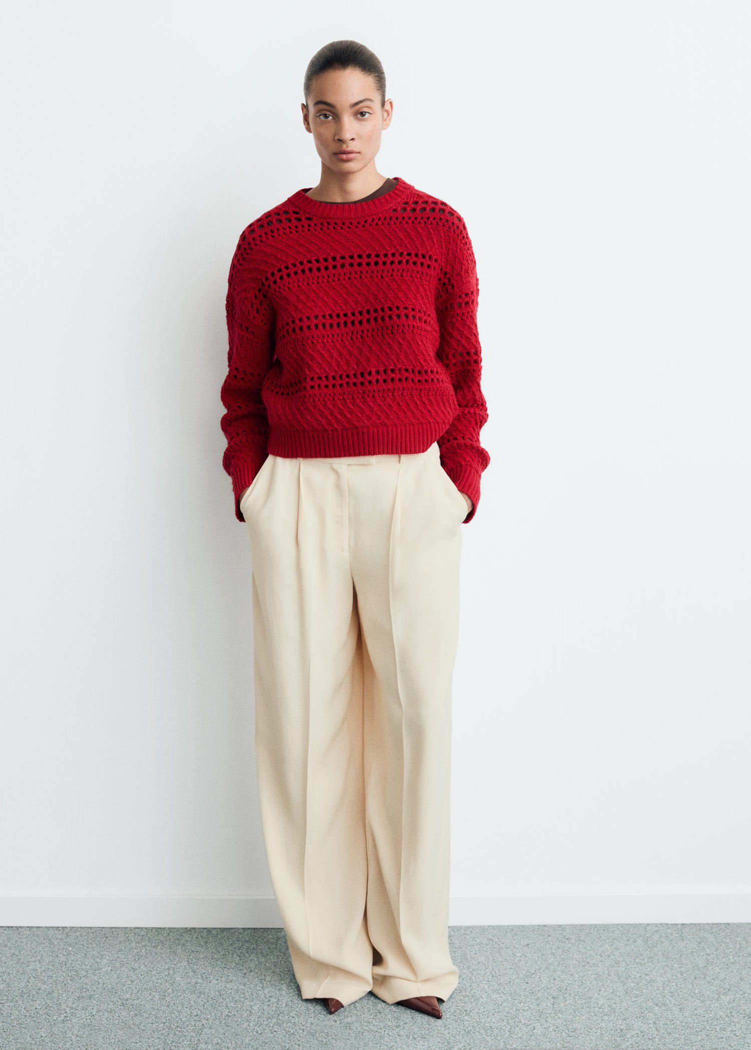 Openwork knit sweater