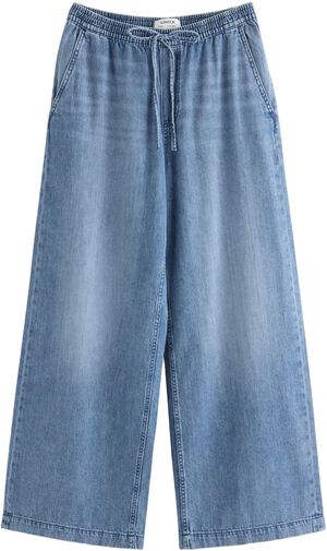 Vid denimbukse med elastisk midje o