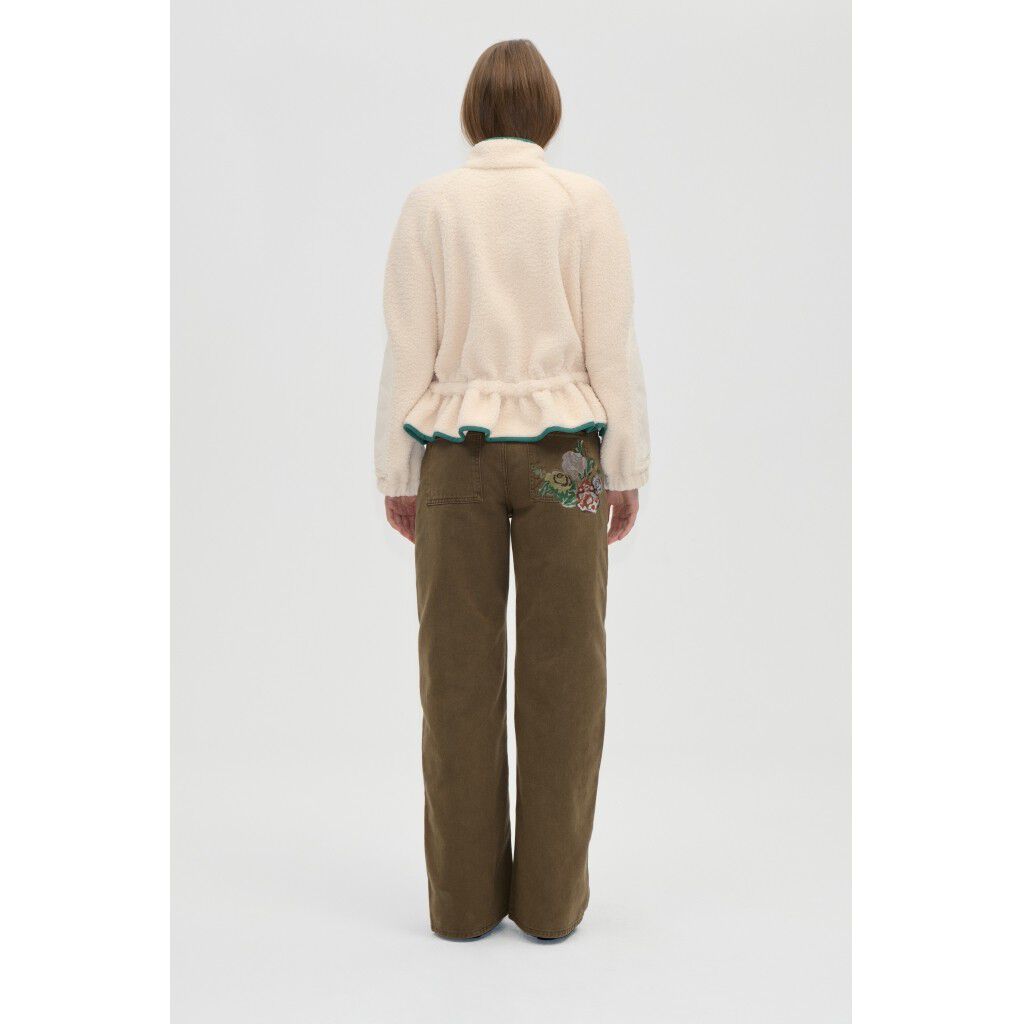 2412 Fleece / Nylon, Dropped Shoulder Gathered Jacket
