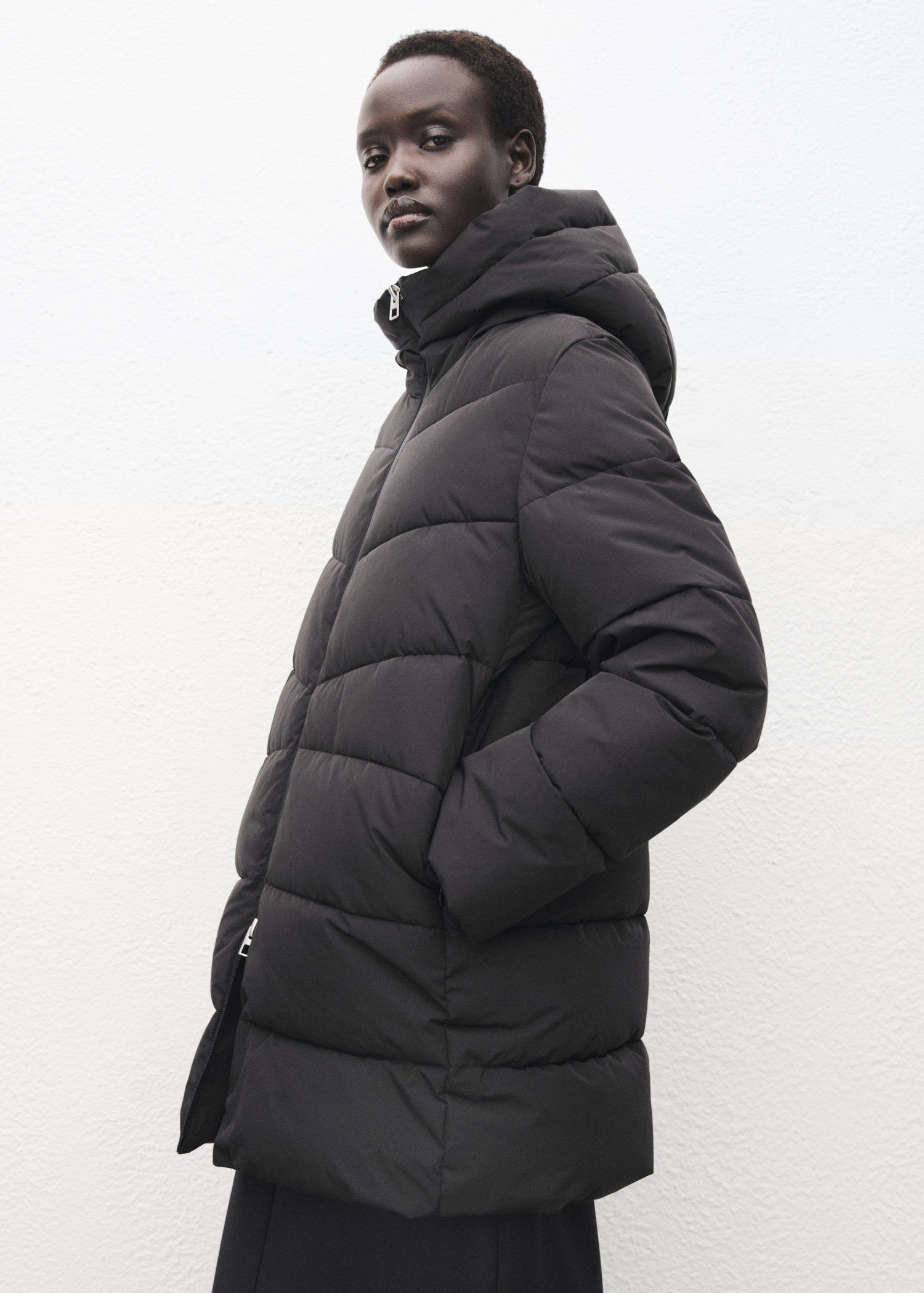 Hood quilted coat