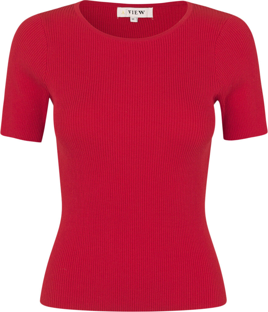 Rib knit short sleeve top