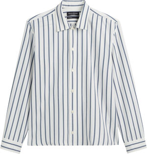 Camp collar, long sleeve, round hem