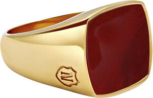 Men's Goldplated/Silvered Signet Ring with Red Agate