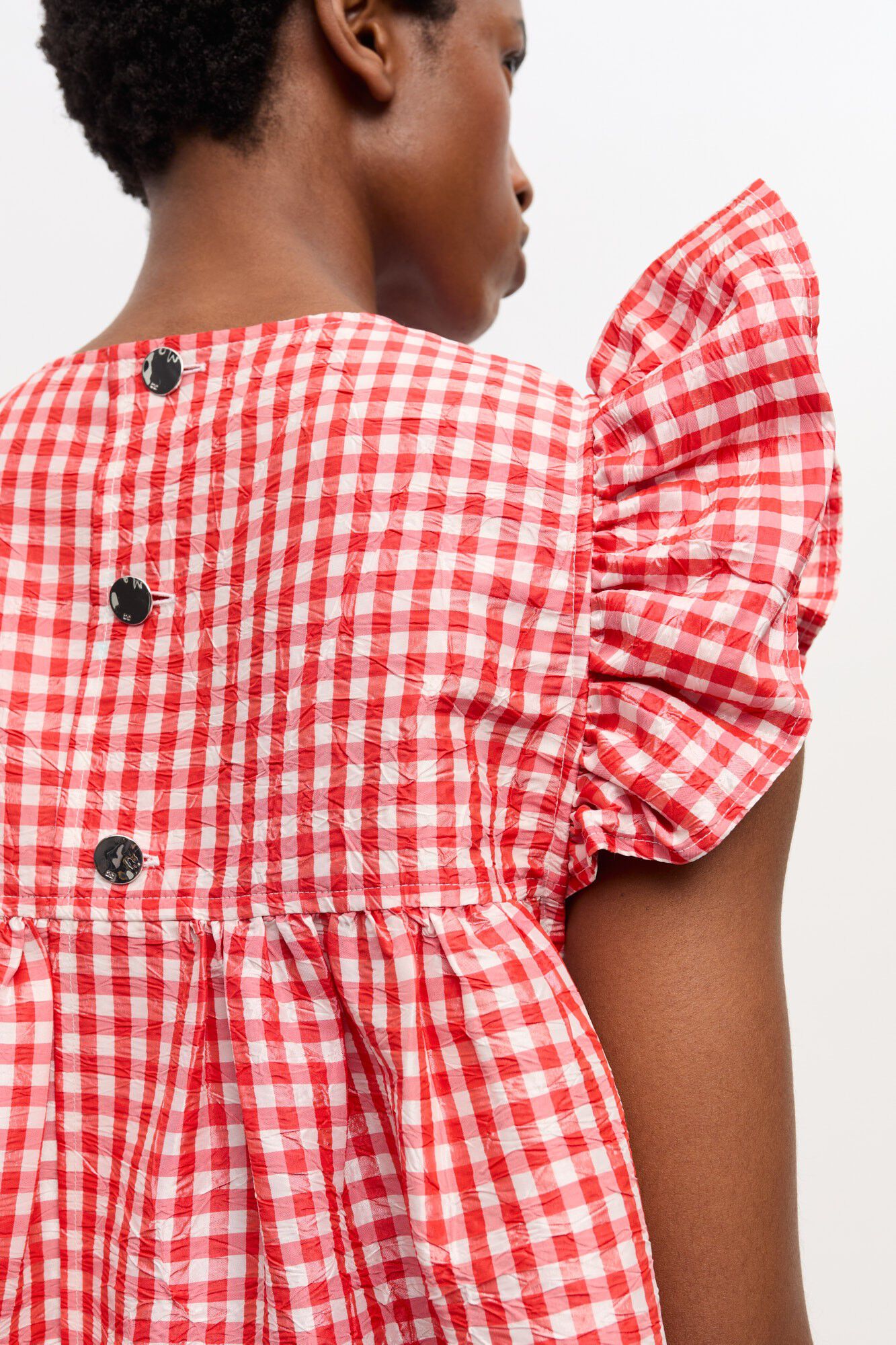 Crinkled Taffeta Check Frill Mini D