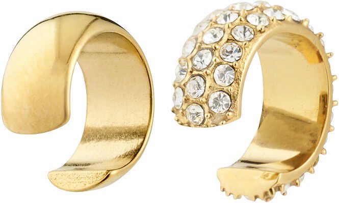 HUDSYN ear cuff, 2-i-&eacute;t s&aelig;t, guldbelagt