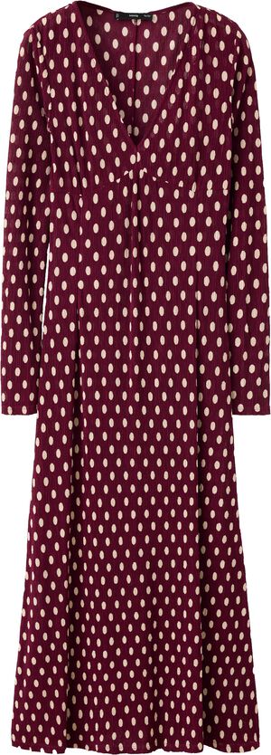 V-neck polka dot dress