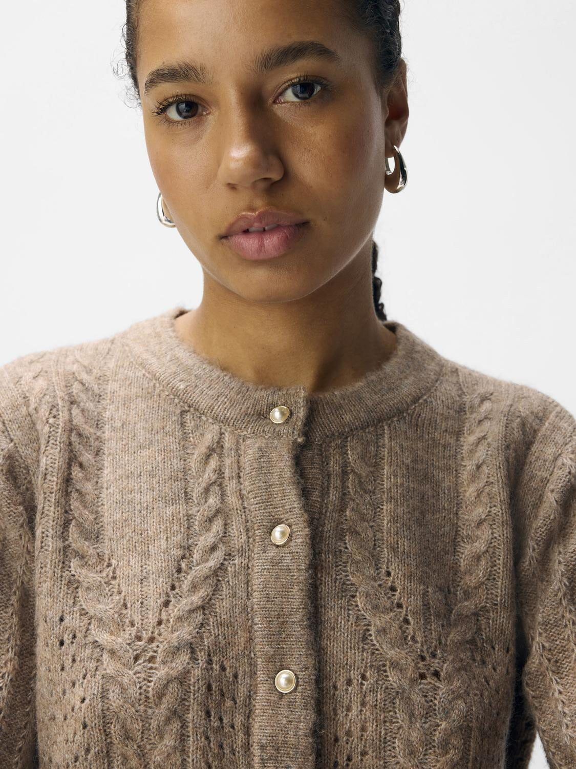 OBJFLORA RE LS KNIT BUTTON CARDIGAN