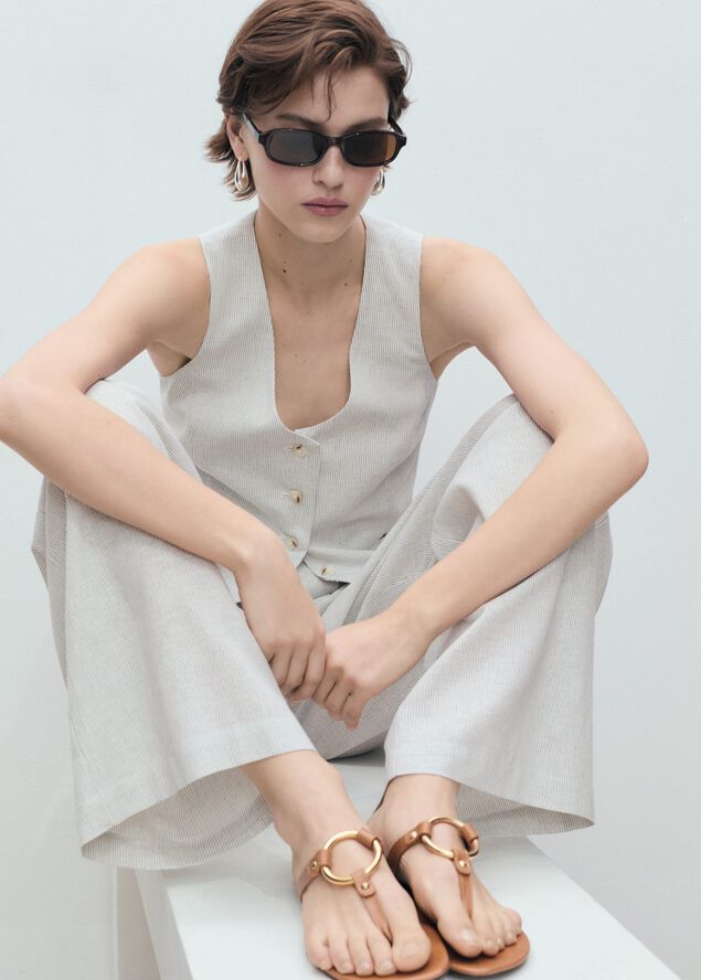 Linen-blend suit waistcoat