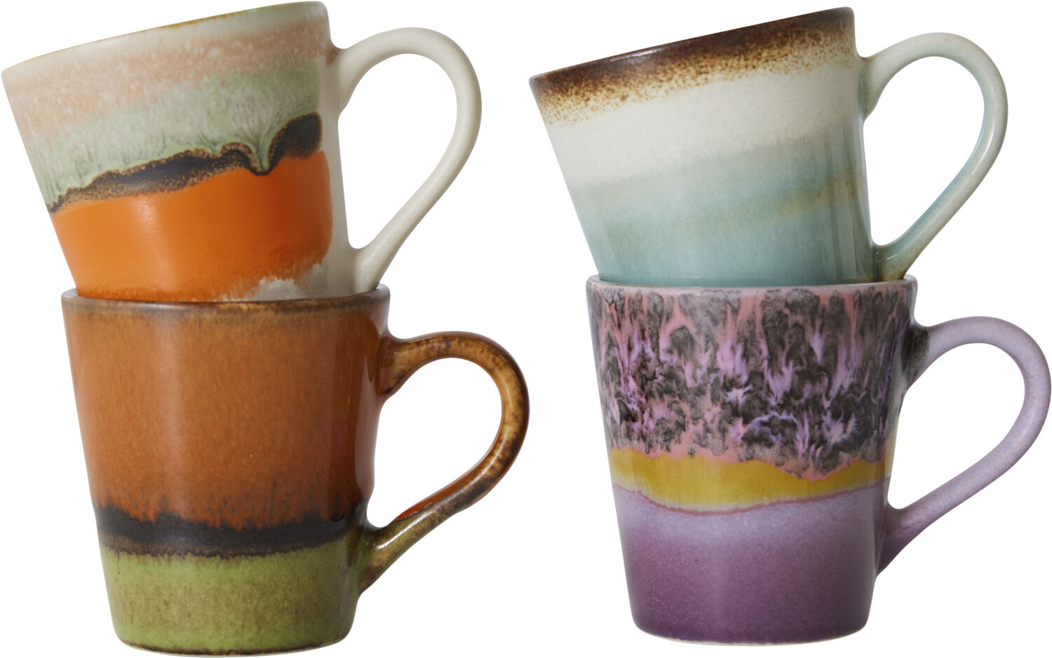 70s ceramics espresso mugs retro set of 4