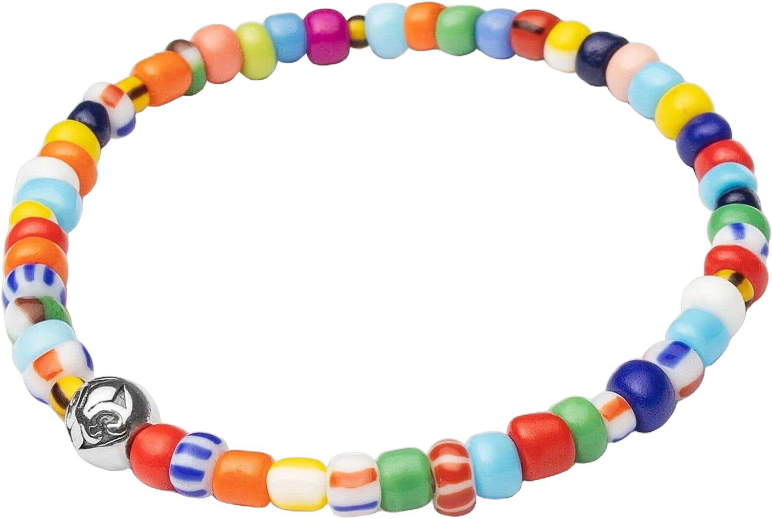 Wristband with Assorted Vintage Trifocal Beads and Silver