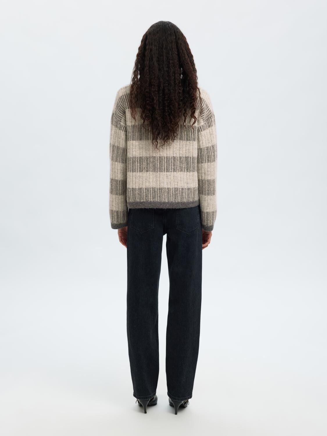 SLFALVA LS KNIT STRIPE V-CARDIGAN