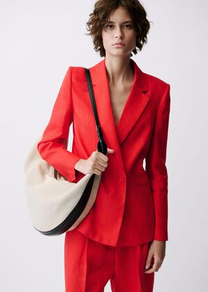 Double-breasted linen suit jacket