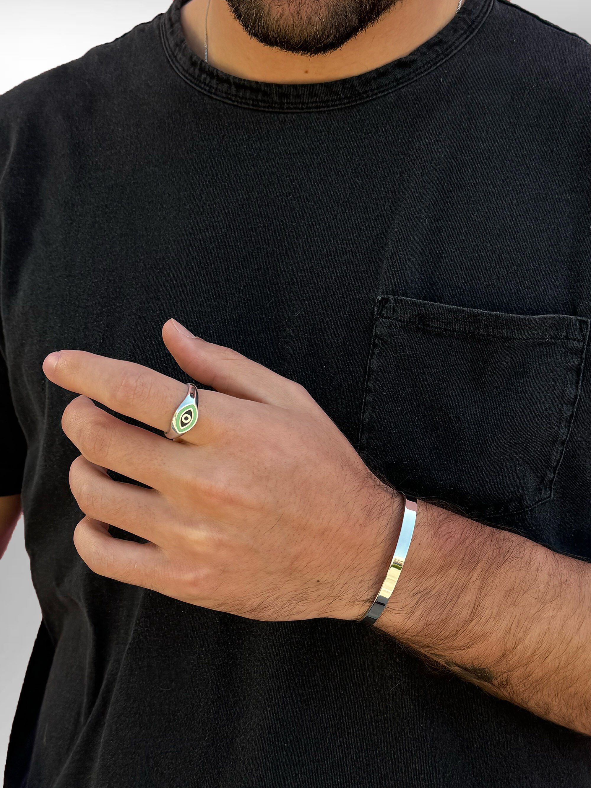 Men's Silver Open Cuff Bangle