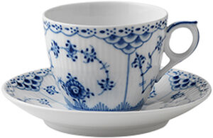 Blue Fluted Half Lace kopp och fat 17 cl