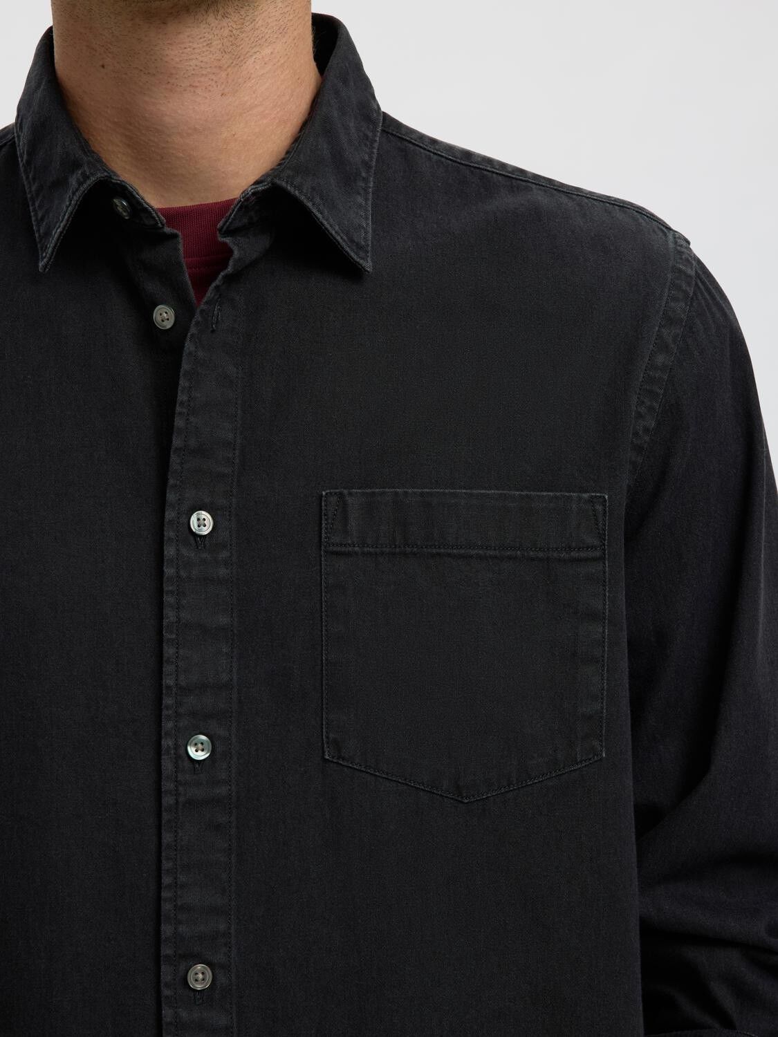 Slmclaus-Carlo Reg Denim Ls Shirt Noos
