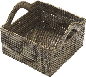 Korg kvadrat 18 x 18 x 9,5 cm Ljus/Mörk brun Nito flät