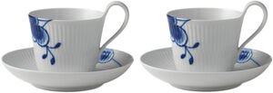 Blue Fluted Mega 2-pack kopp med högt handtag och fat 25 cl
