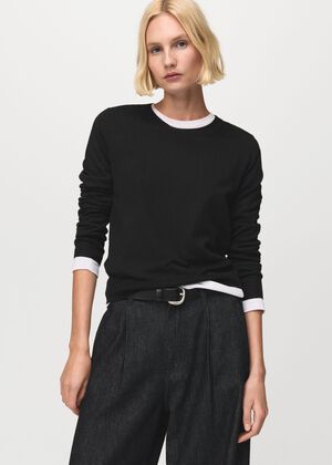 Fine-knit crew-neck sweater