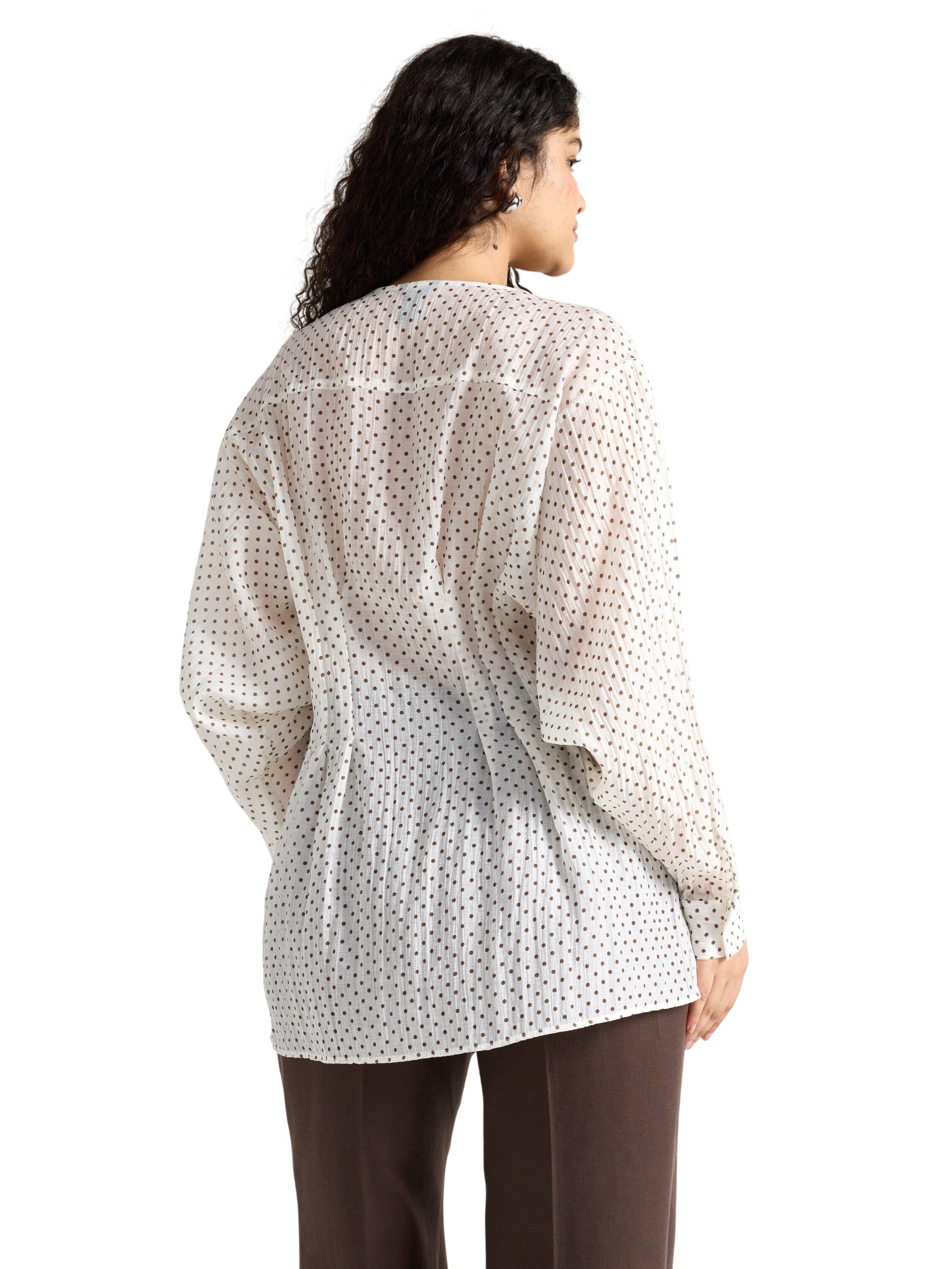 Flowy blouse with long sleeves, v-n
