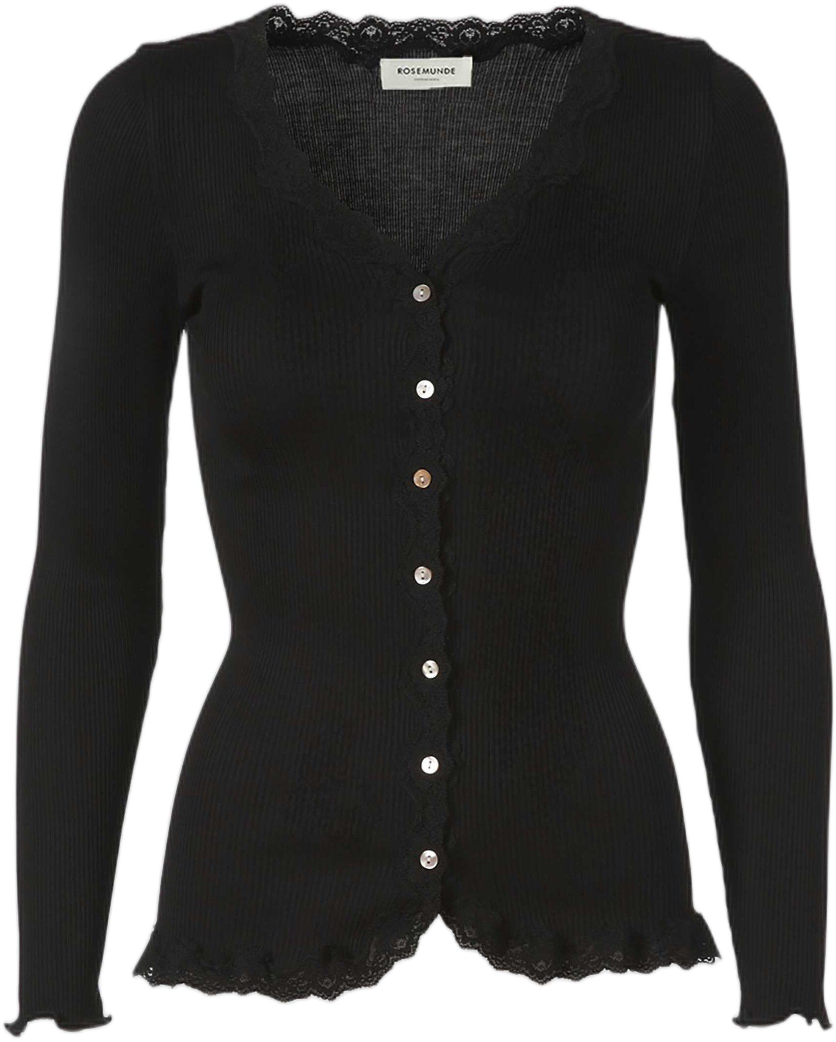 Silk cardigan regular ls w/rev vintage lace