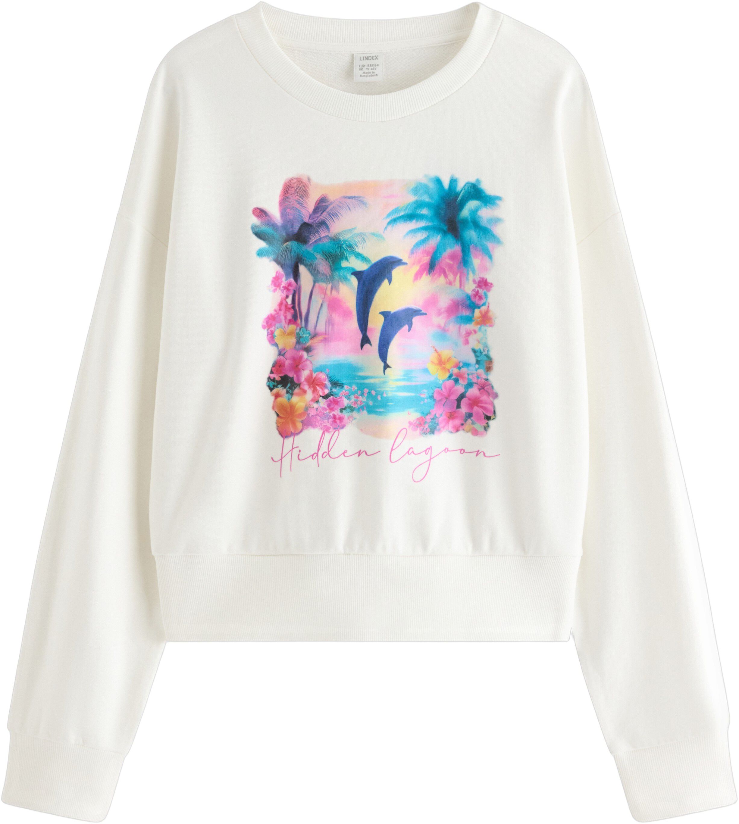 Oversized, avkortet sweatshirt med