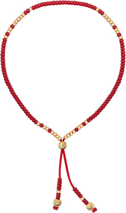 Red Beaded String Bracelet in