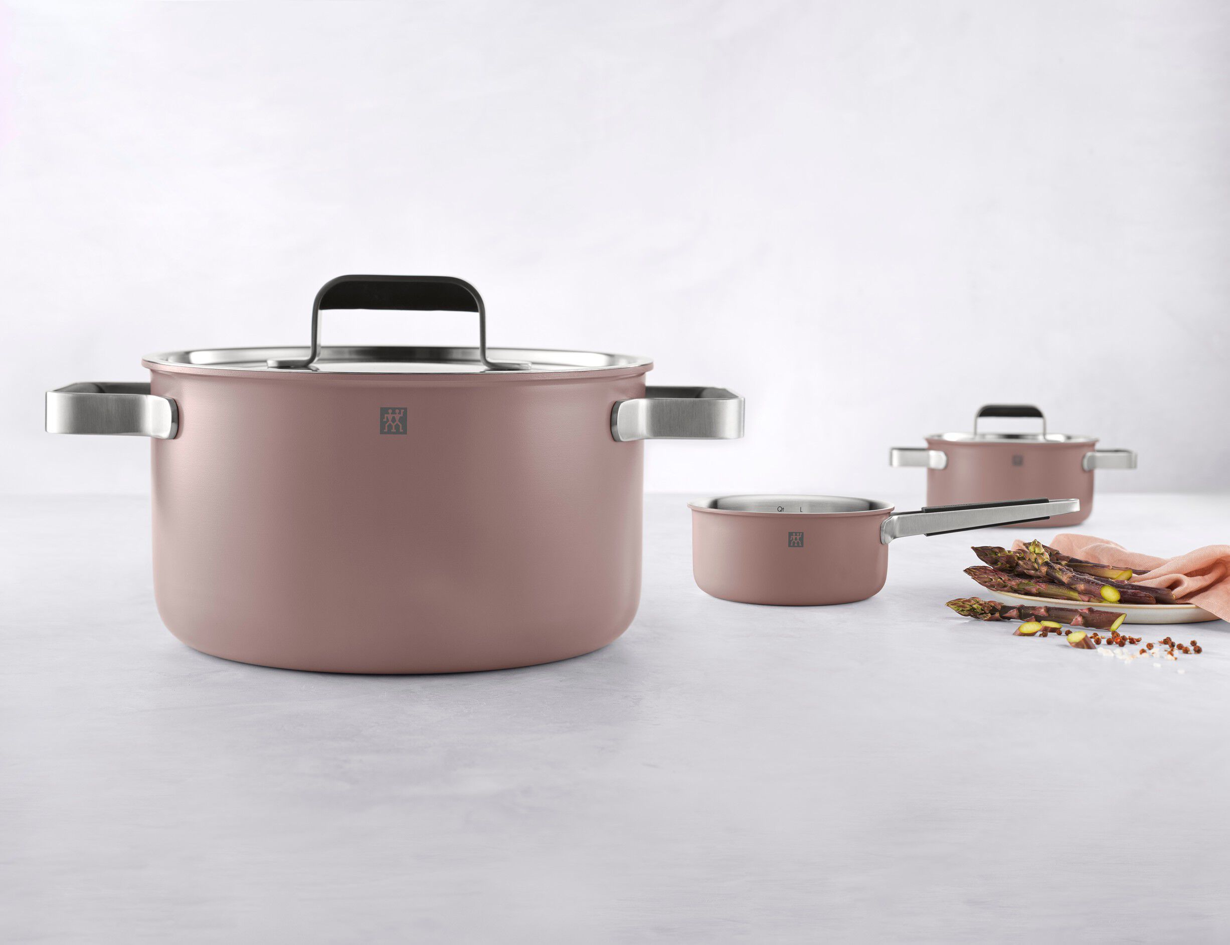 Kastrull & stekpanna set, 3-st, 18/10 Rostfritt st&aring;l