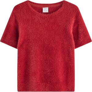 Myk kortermet topp i fjærgarn.