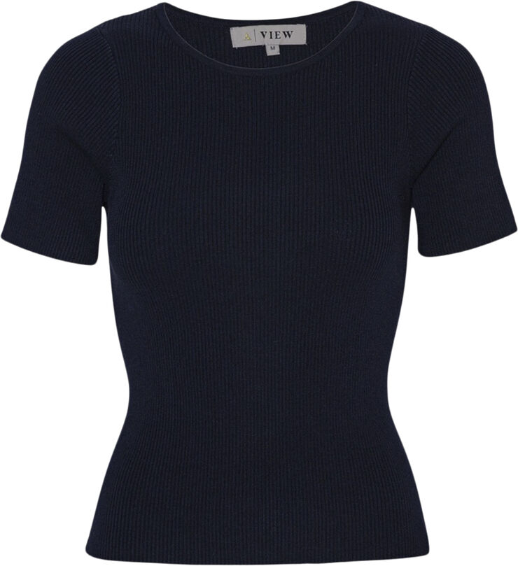 Rib knit short sleeve top