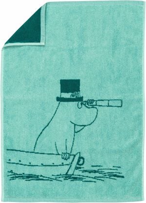 Moomin h. tw 50x70 Moominpappa teal GOTS
