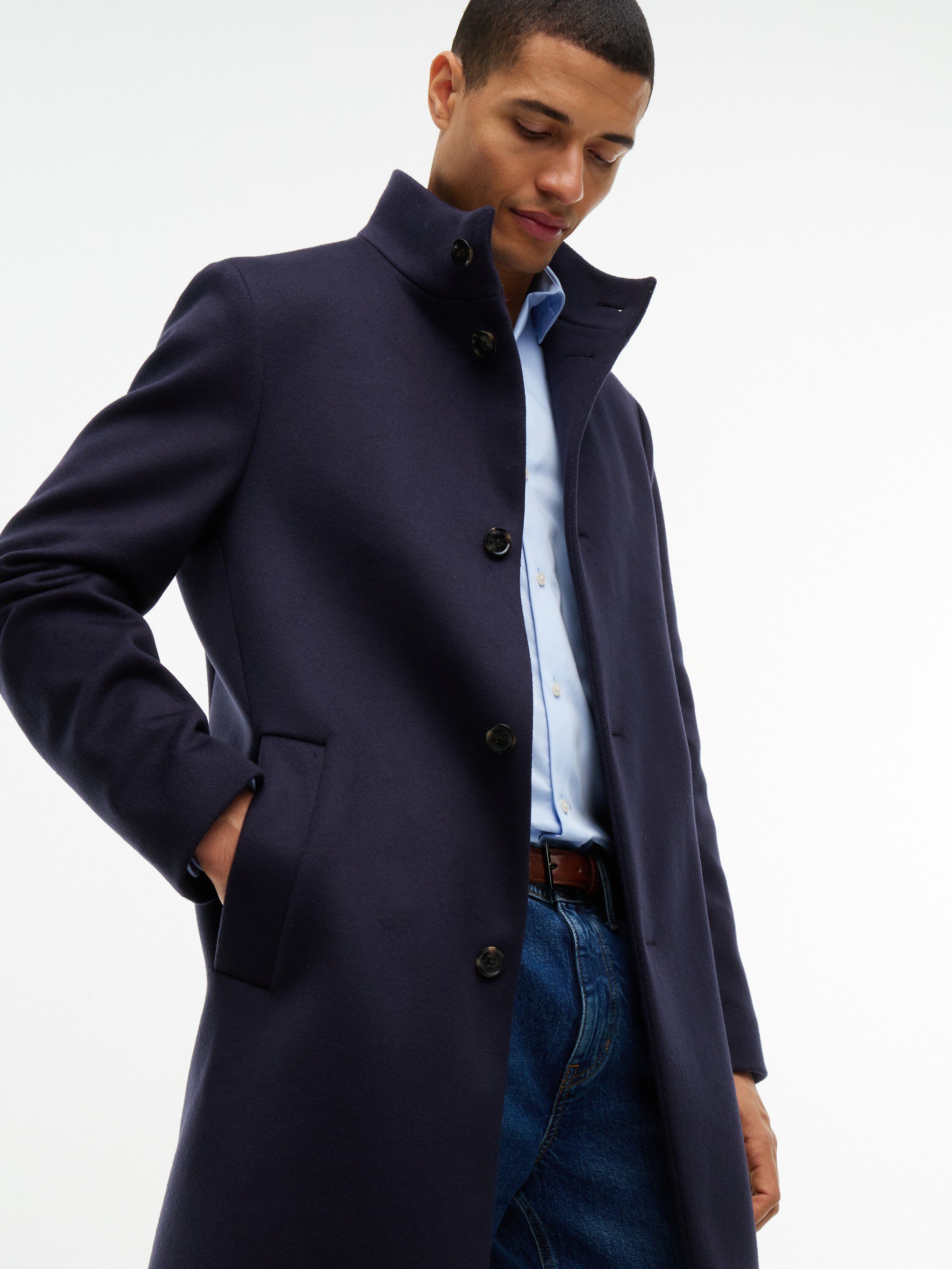 New York Label Wool Blend Coat