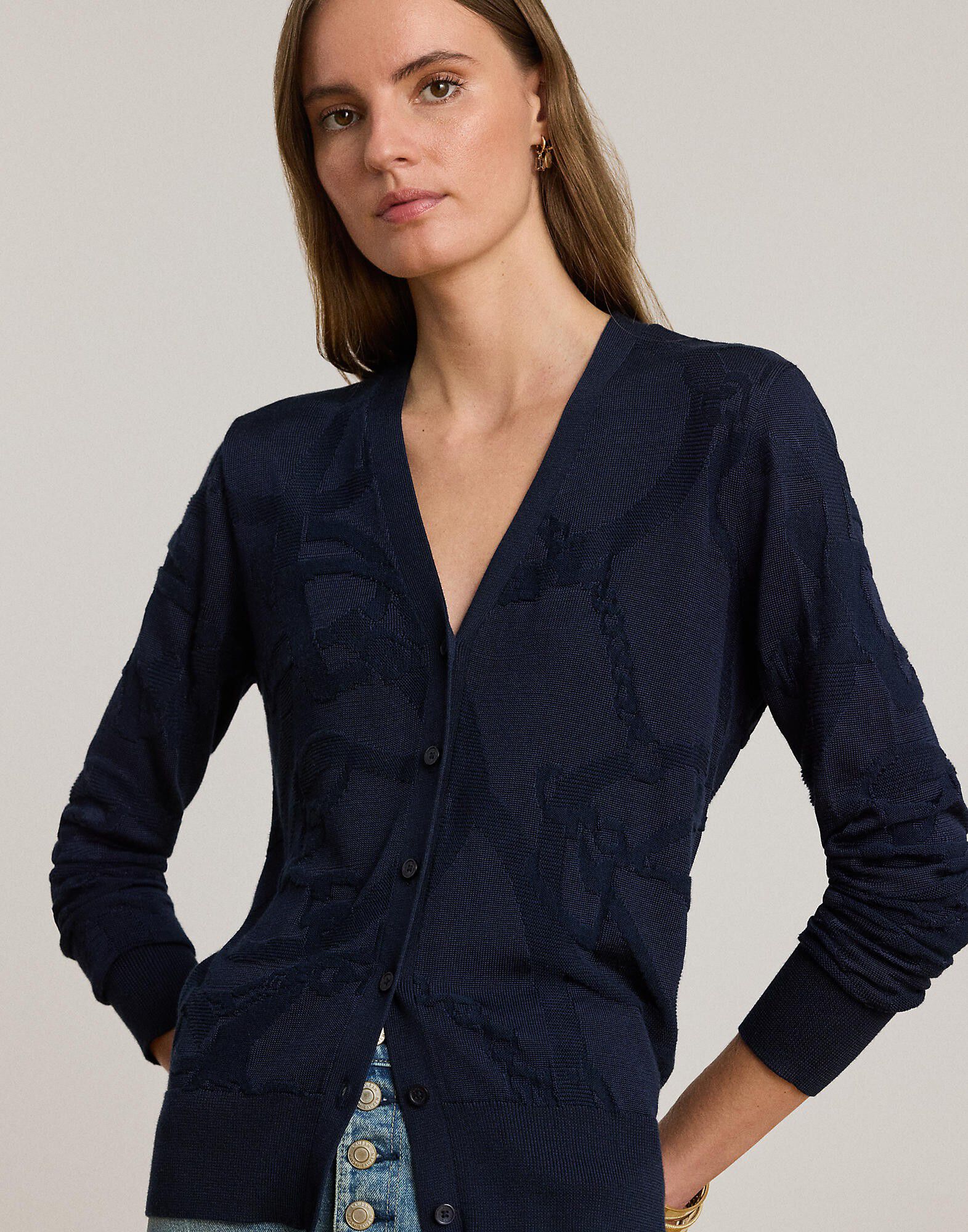 Belting-Motif V-Neck Cardigan