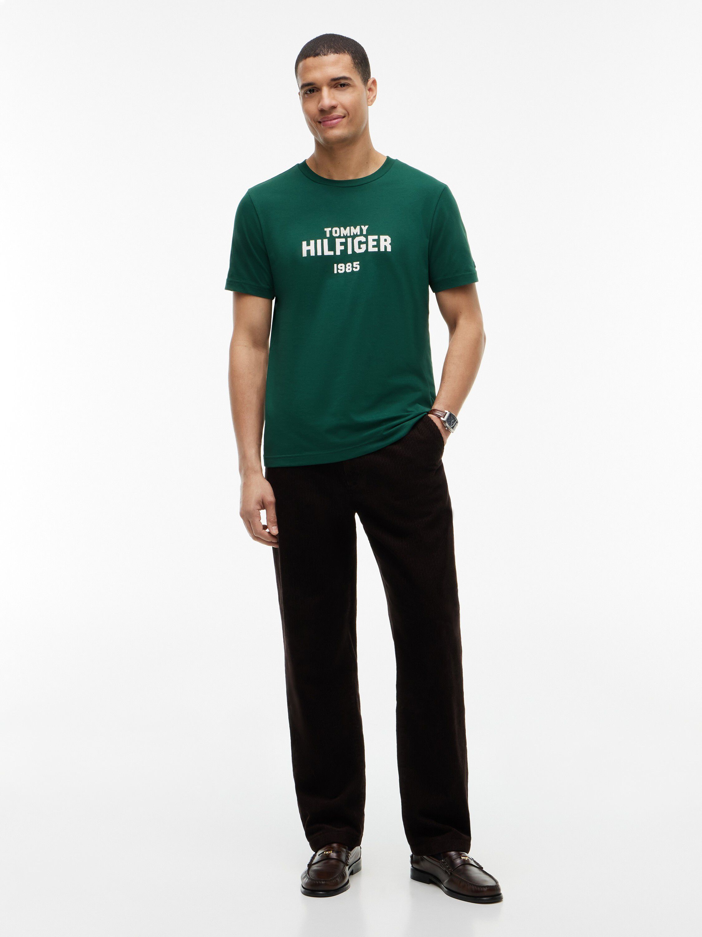 Contrast Logo Crew Neck Jersey T-Shirt