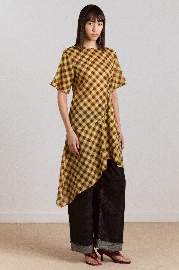 HARMONY MIDI DRESS - CHOC AVO GINGHAM