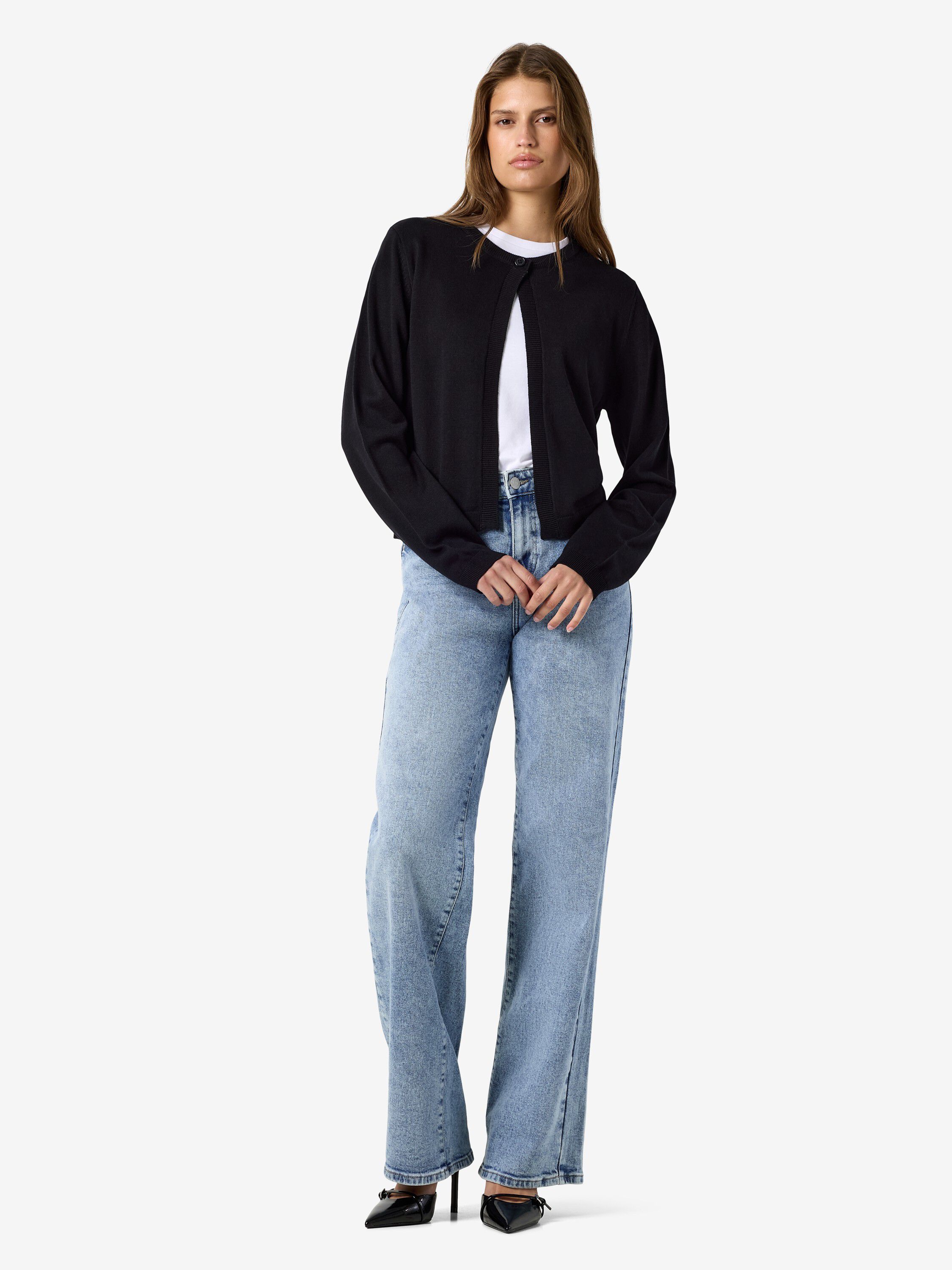 Nmmaysa L/S O-halsstickad kofta Noos
