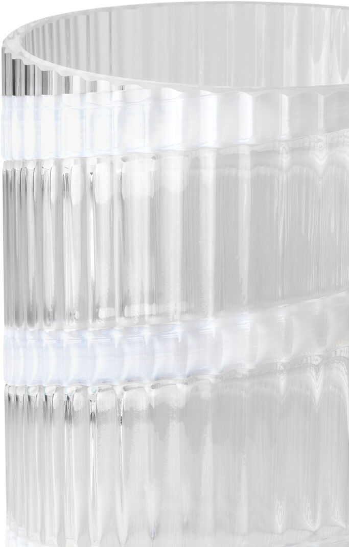 Lyngby Vase H25 cm swirl hvid mundbl&aelig;st glas