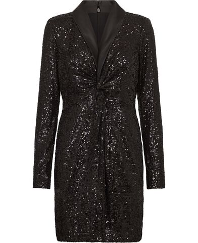 Twist-Front Sequined Cocktail Dress