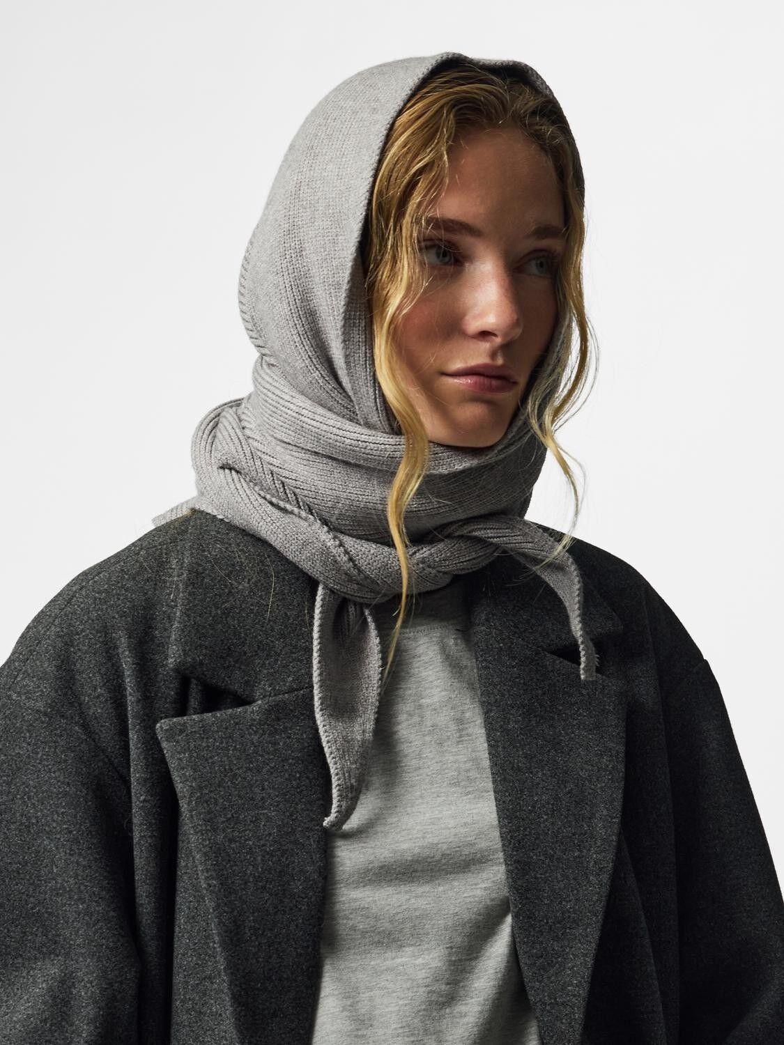 PCKOMMA RIB BIG TRIANGLE SCARF NOOS
