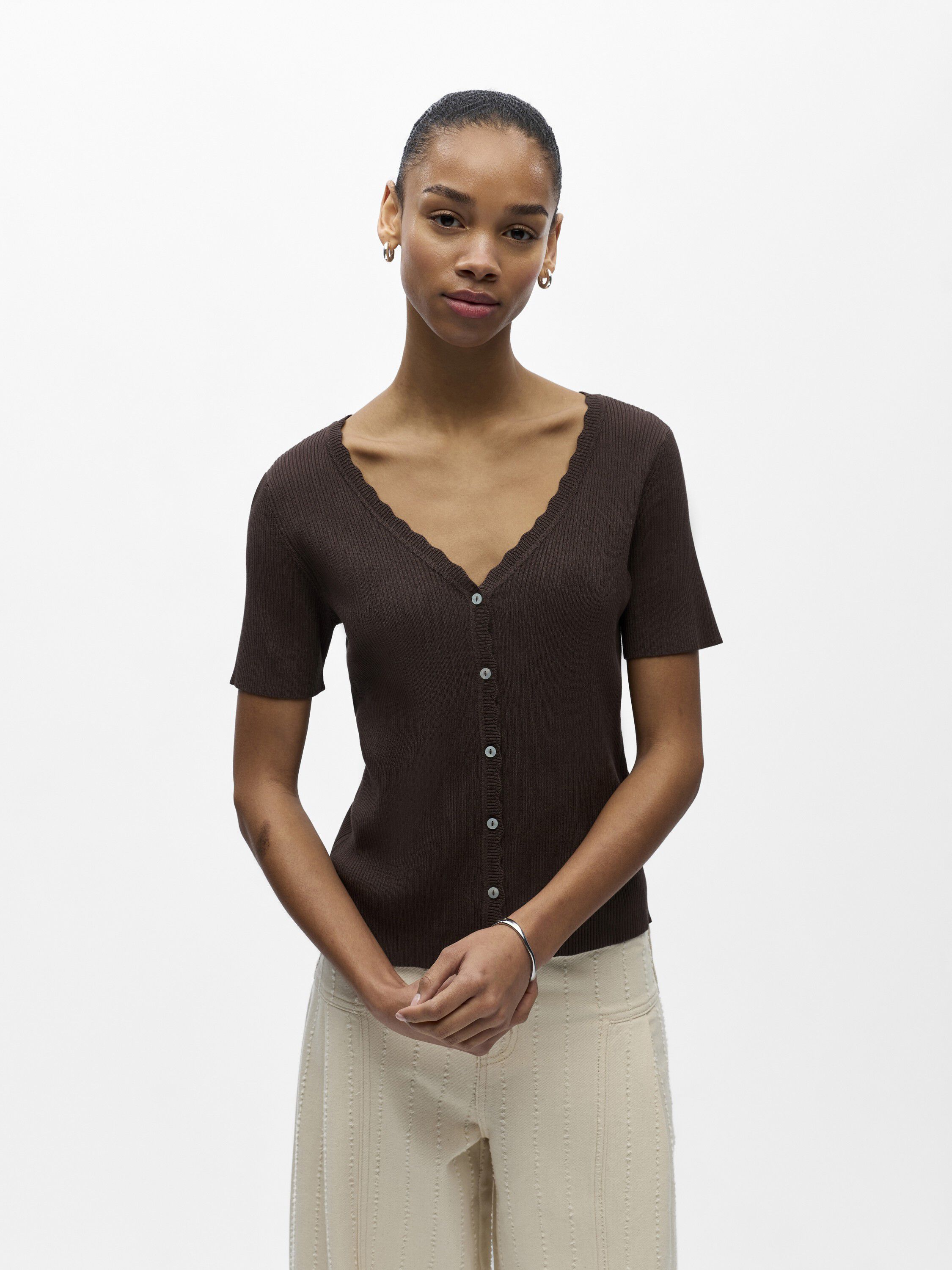 Objkelly S/S Re V-Neck Cardigan Noos