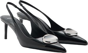 Patent leather high-heeled shoes wi