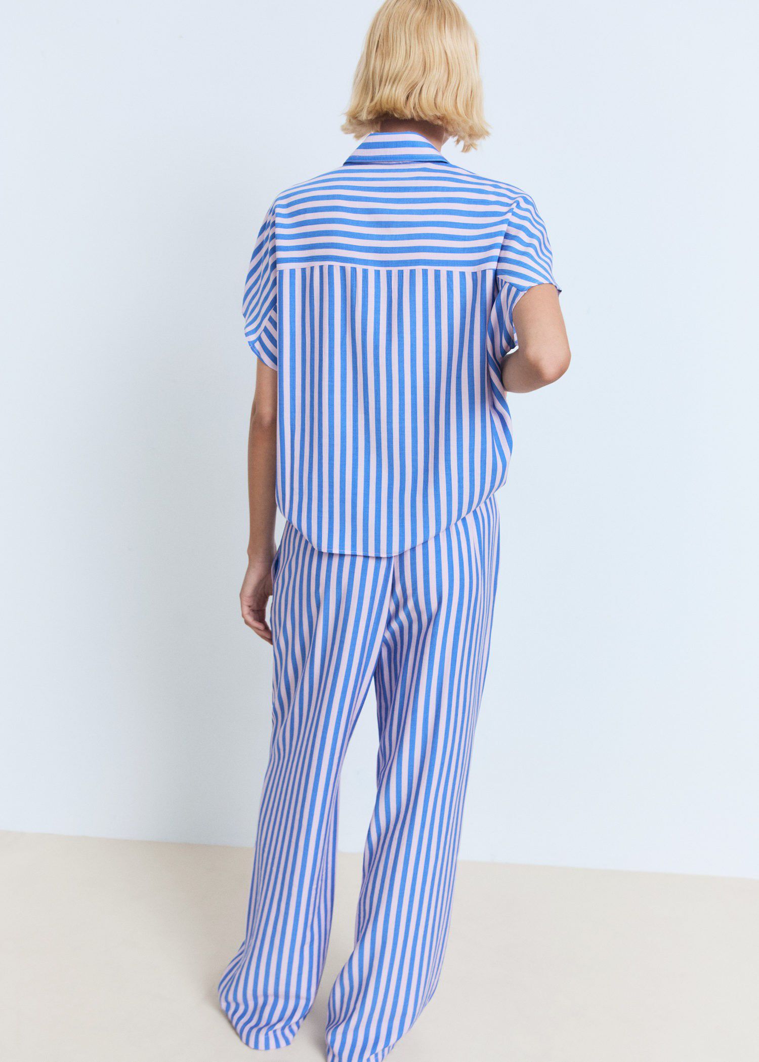 Stripe-print straight trousers
