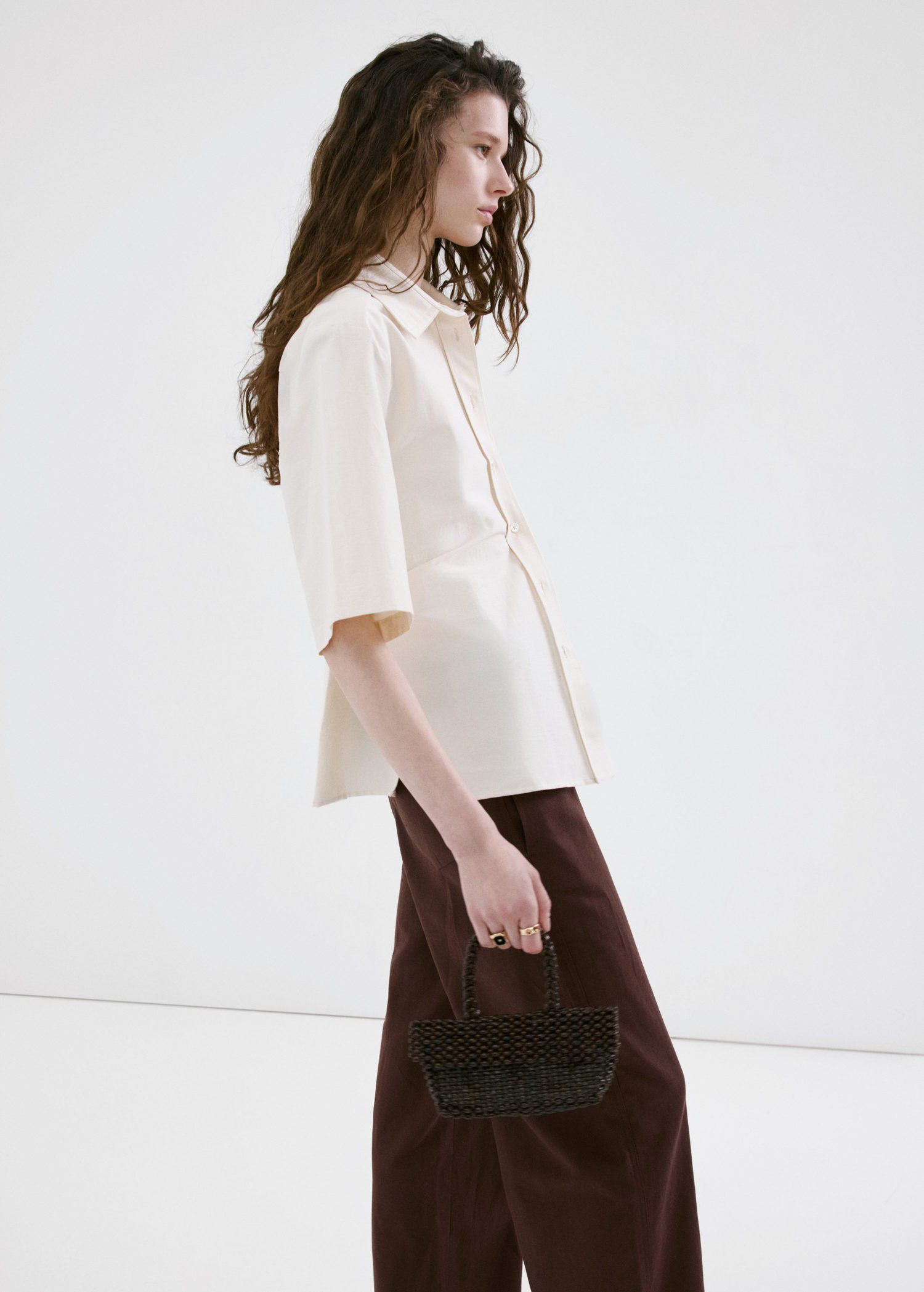 Linen high-waist trousers