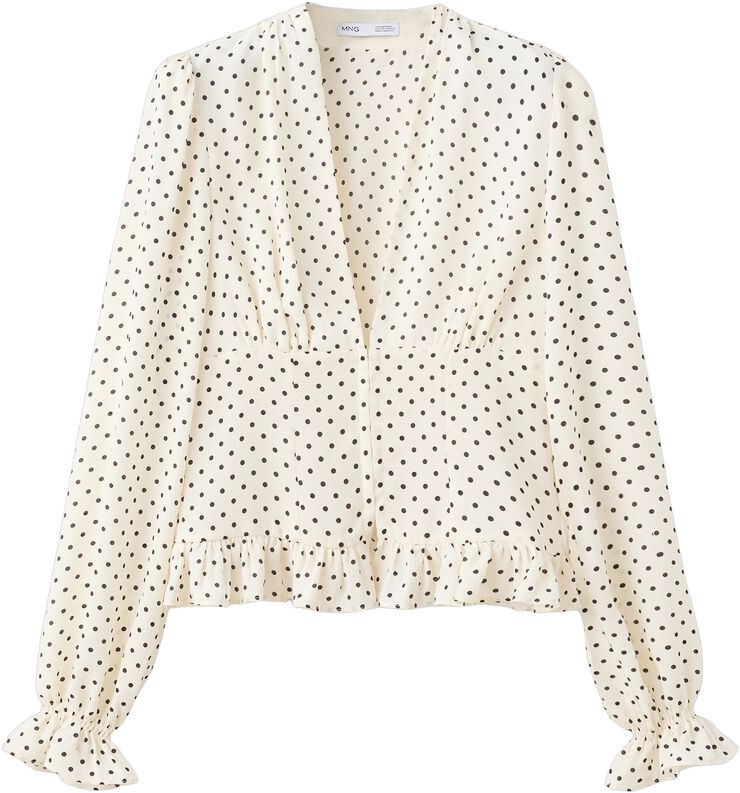 Polka-dot V-neck blouse