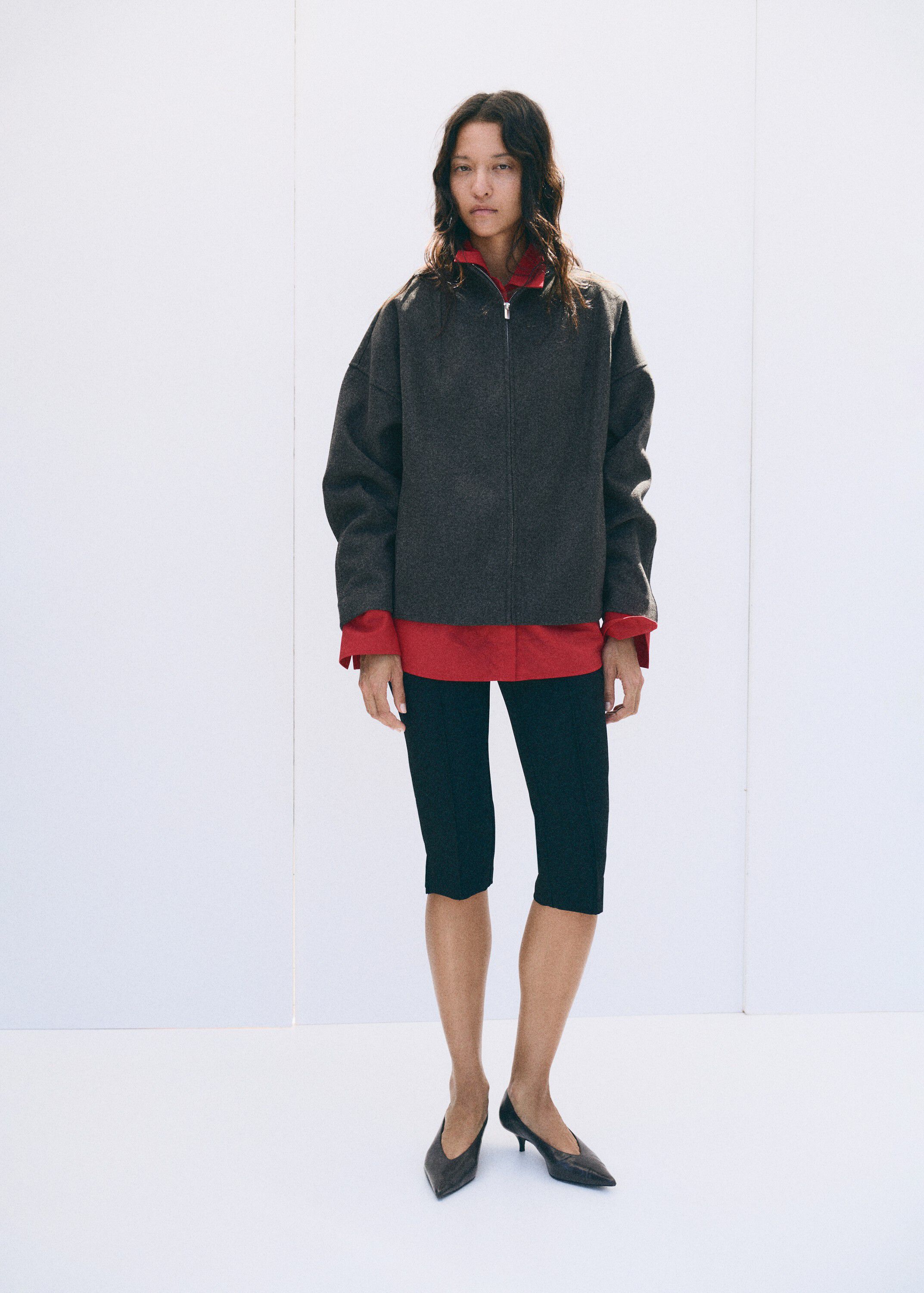 Textured jacket with a high neck
